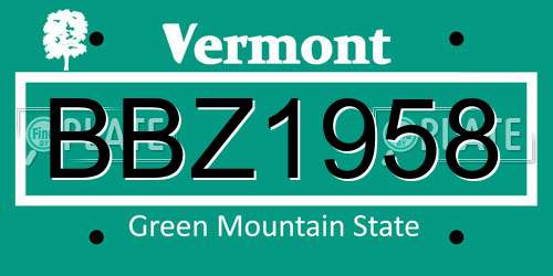 BBZ1958 Vermont License Plate