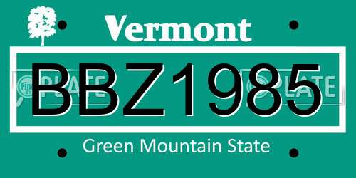 BBZ1985 Vermont License Plate