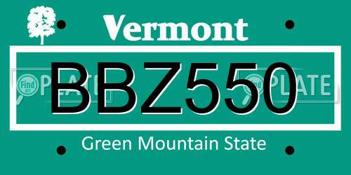 BBZ550 Vermont License Plate