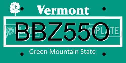 BBZ55O Vermont License Plate