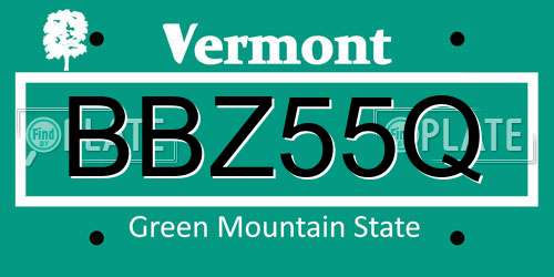 BBZ55Q Vermont License Plate