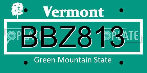 BBZ813 Vermont License Plate