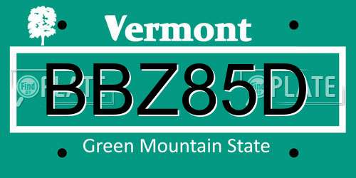 BBZ85D Vermont License Plate