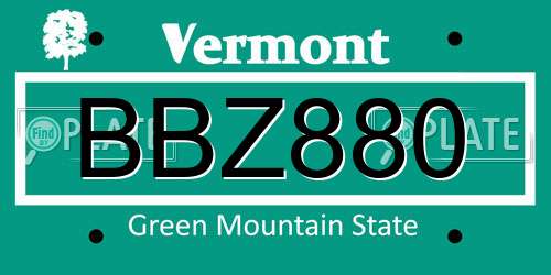 BBZ880 Vermont License Plate