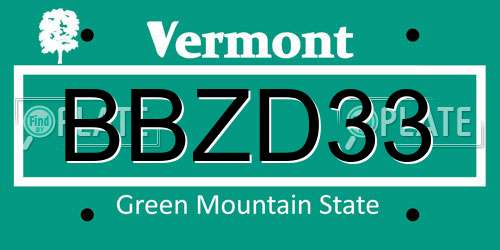 BBZD33 Vermont License Plate