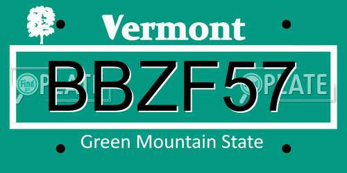 BBZF57 Vermont License Plate