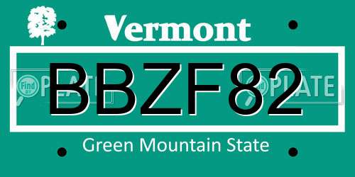 BBZF82 Vermont License Plate