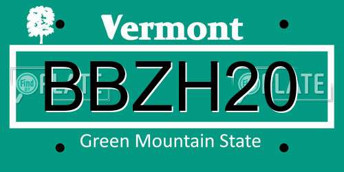 BBZH20 Vermont License Plate