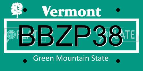 BBZP38 Vermont License Plate
