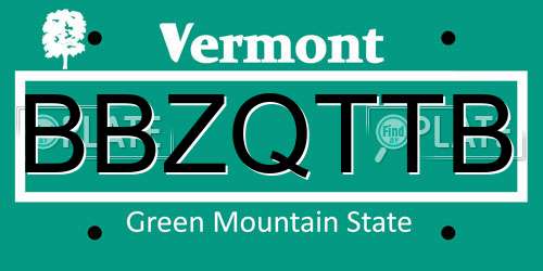 BBZQTTB Vermont License Plate