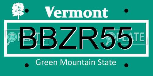 BBZR55 Vermont License Plate