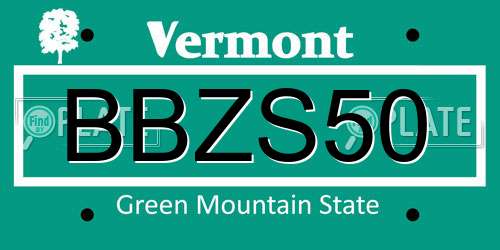 BBZS50 Vermont License Plate