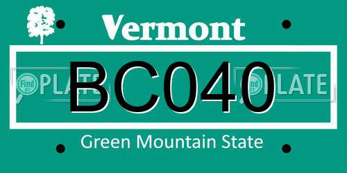 BC040 Vermont License Plate