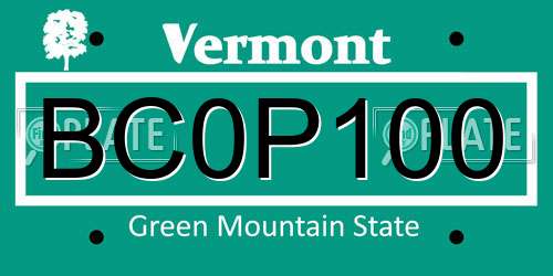 BC0P100 Vermont License Plate