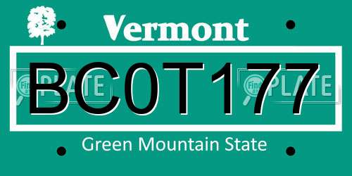 BC0T177 Vermont License Plate