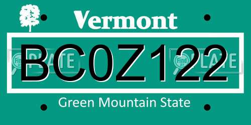 BC0Z122 Vermont License Plate