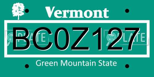 BC0Z127 Vermont License Plate