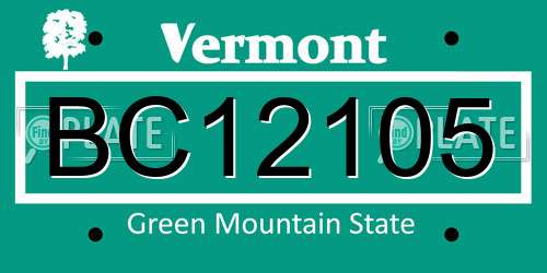 BC12105 Vermont License Plate