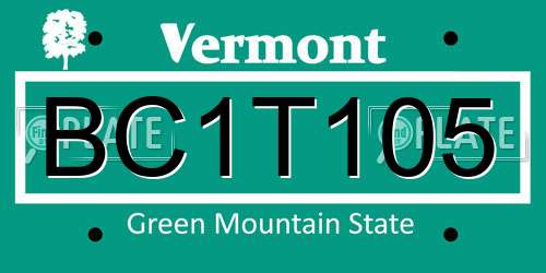 BC1T105 Vermont License Plate
