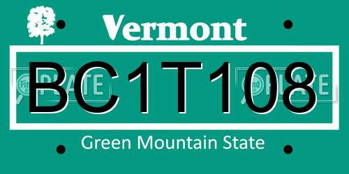 BC1T108 Vermont License Plate