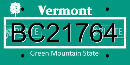 BC21764 Vermont License Plate