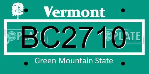 BC2710 Vermont License Plate