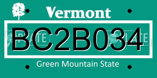 BC2B034 Vermont License Plate