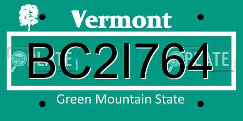 BC2I764 Vermont License Plate