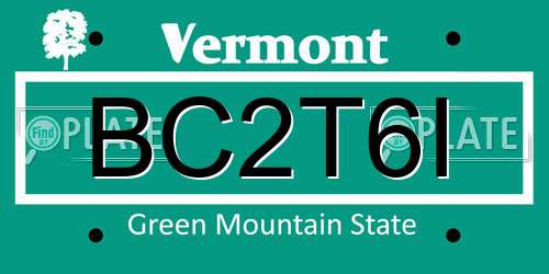 BC2T6I Vermont License Plate
