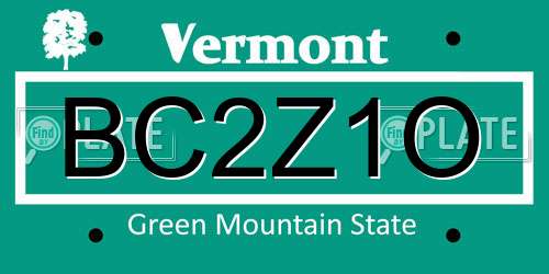 BC2Z1O Vermont License Plate