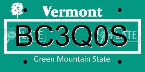 BC3Q0S Vermont License Plate
