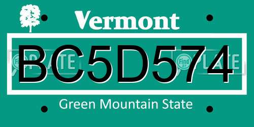 BC5D574 Vermont License Plate