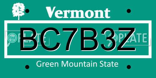 BC7B3Z Vermont License Plate