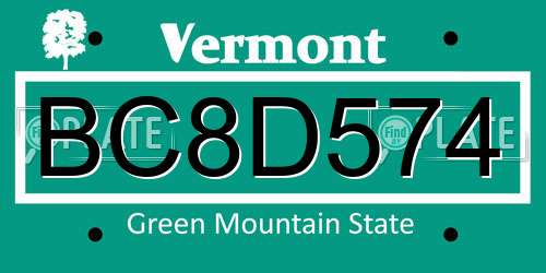 BC8D574 Vermont License Plate