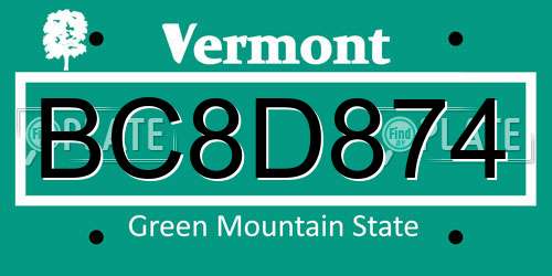 BC8D874 Vermont License Plate