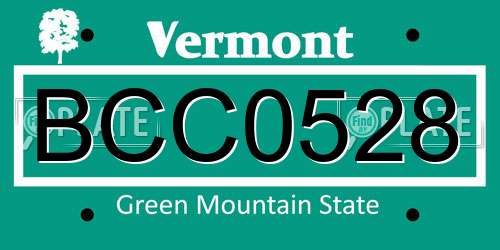 BCC0528 Vermont License Plate