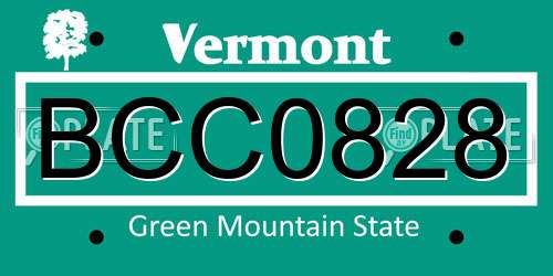 BCC0828 Vermont License Plate