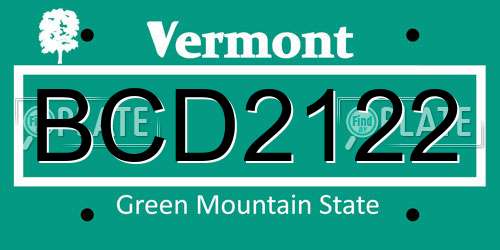 BCD2122 Vermont License Plate
