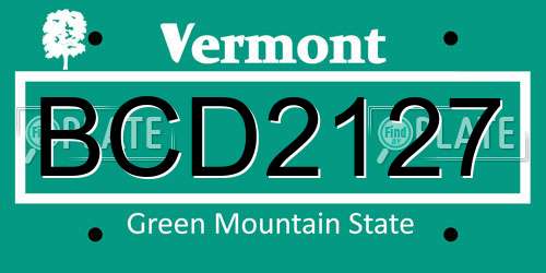 BCD2127 Vermont License Plate