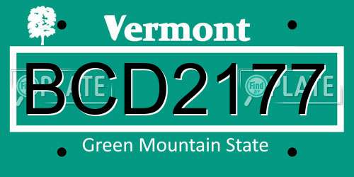 BCD2177 Vermont License Plate