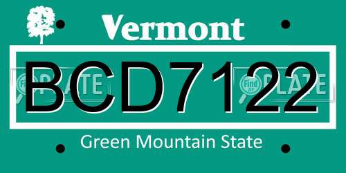 BCD7122 Vermont License Plate