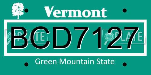 BCD7127 Vermont License Plate