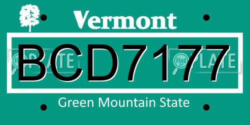 BCD7177 Vermont License Plate