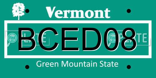 BCED08 Vermont License Plate