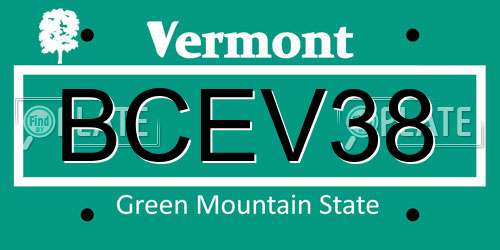BCEV38 Vermont License Plate