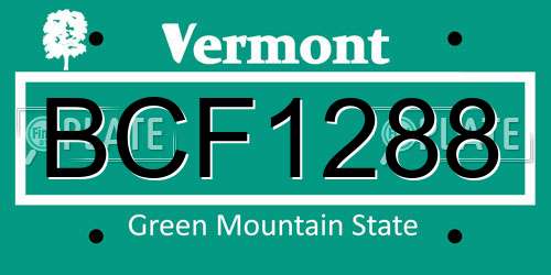 BCF1288 Vermont License Plate