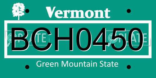BCH0450 Vermont License Plate