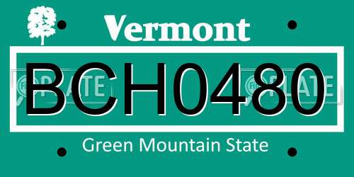 BCH0480 Vermont License Plate
