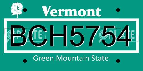 BCH5754 Vermont License Plate