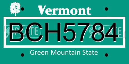 BCH5784 Vermont License Plate